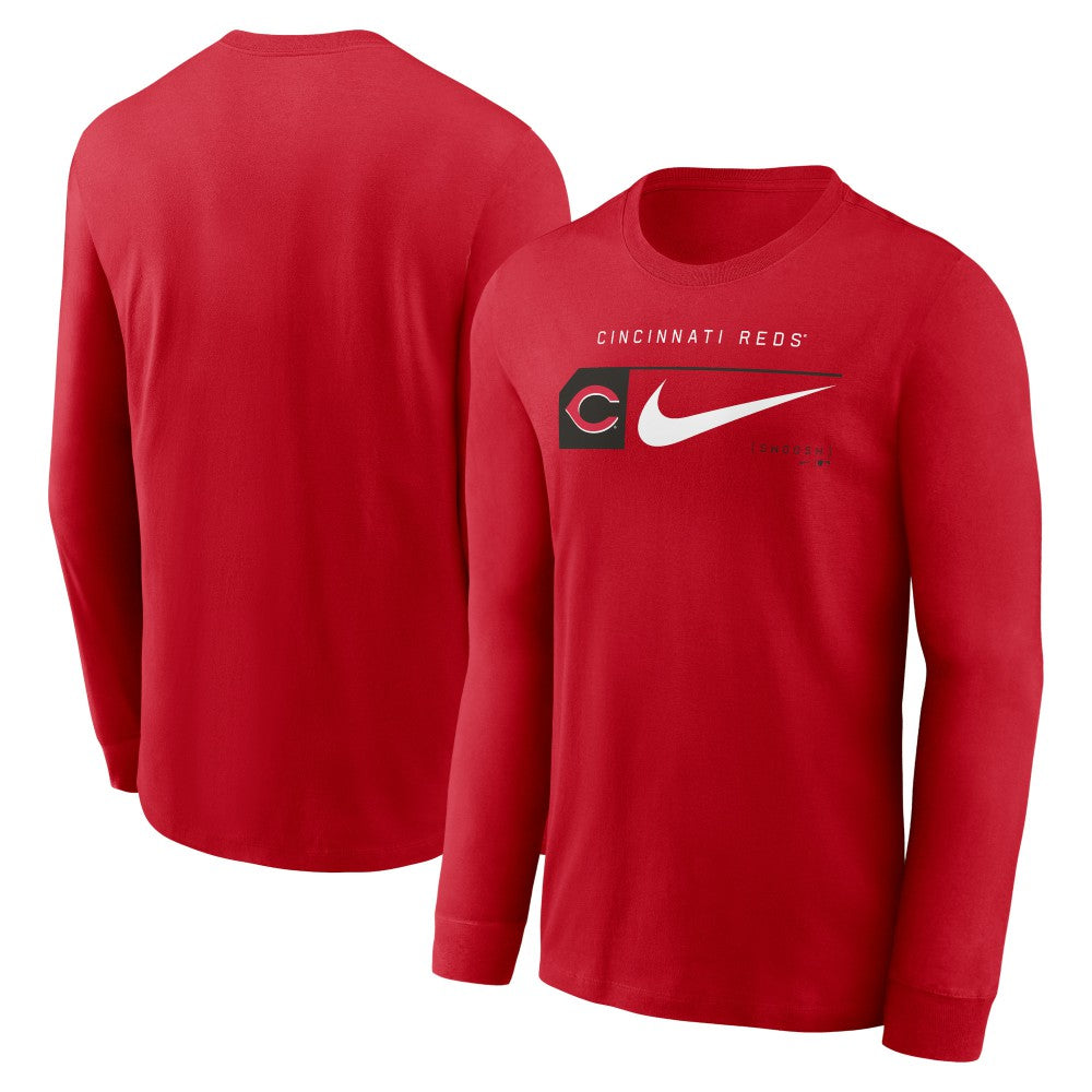 Cincinnati Reds Nike Local Logo Swoosh Lockup Long Sleeve T-Shirt Near Me