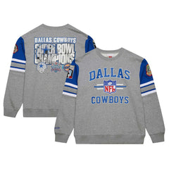 Dallas Cowboys Vintage Logo Pullover Sweatshirt - Heather Gray - Mitchell & Ness