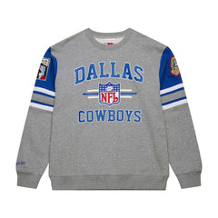 Dallas Cowboys Vintage Logo Pullover Sweatshirt - Heather Gray - Mitchell & Ness