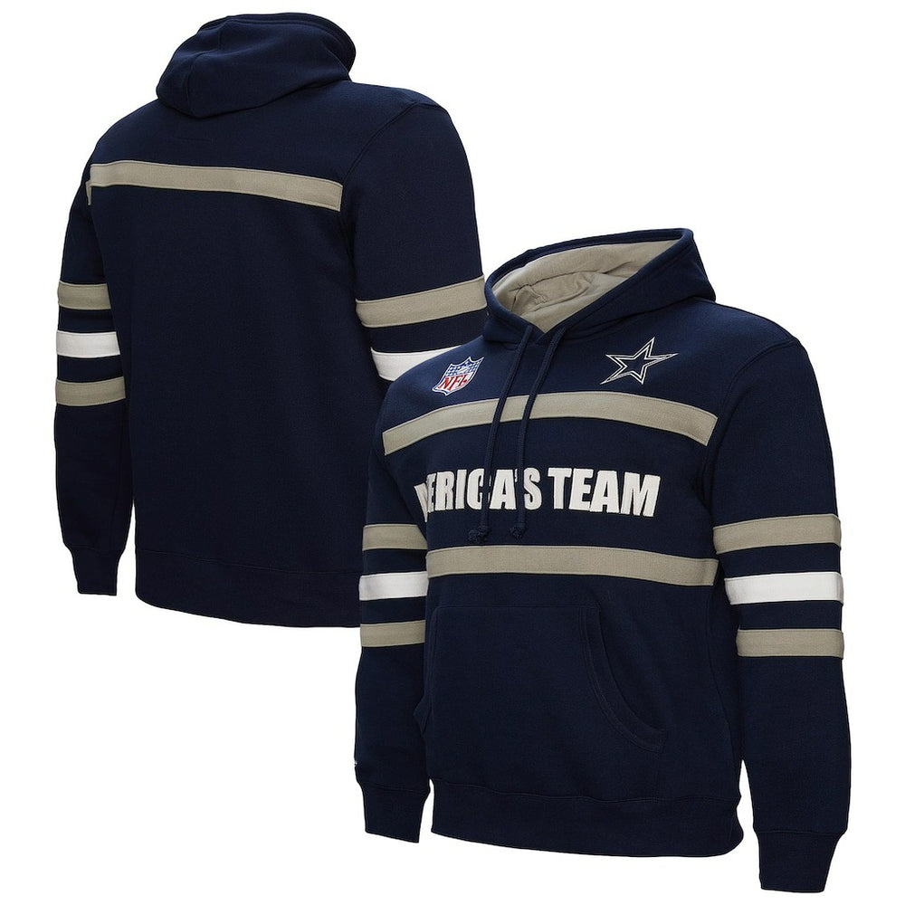 Dallas Cowboys America's Team Head Coach Pullover Hoodie - Navy - Mitchell & Ness