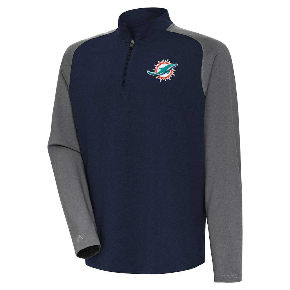 Miami Dolphins Antigua Dauntless Quarter-Zip Top - Navy/Gray - NFL
