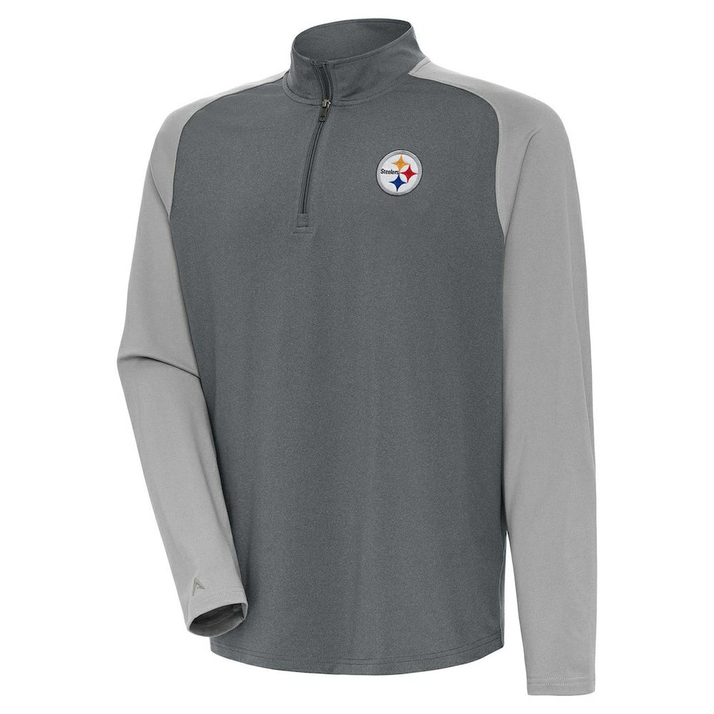 Pittsburgh Steelers Antigua Dauntless Quarter-Zip Top - Heather Charcoal/Gray - NFL
