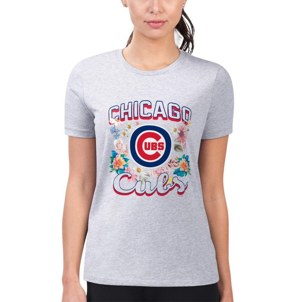 Chicago Cubs G-III 4Her by Carl Banks Women's Super-Slim Fit Lightweight Flowers Graphic T-Shirt for sale