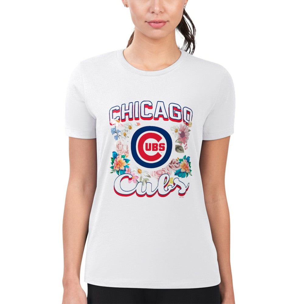 Chicago Cubs G-III 4Her by Carl Banks Women's Super-Slim Fit Lightweight Flowers Graphic T-Shirt Outlet
