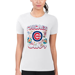 Chicago Cubs G-III 4Her by Carl Banks Women's Super-Slim Fit Lightweight Flowers Graphic T-Shirt Outlet