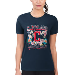 Cleveland Guardians G-III 4Her by Carl Banks Women's Super-Slim Fit Lightweight Flowers Graphic T-Shirt Discount