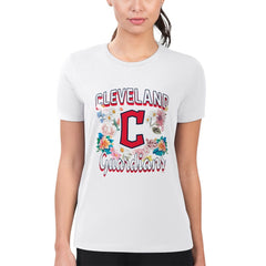 Cleveland Guardians G-III 4Her by Carl Banks Women's Super-Slim Fit Lightweight Flowers Graphic T-Shirt Sale