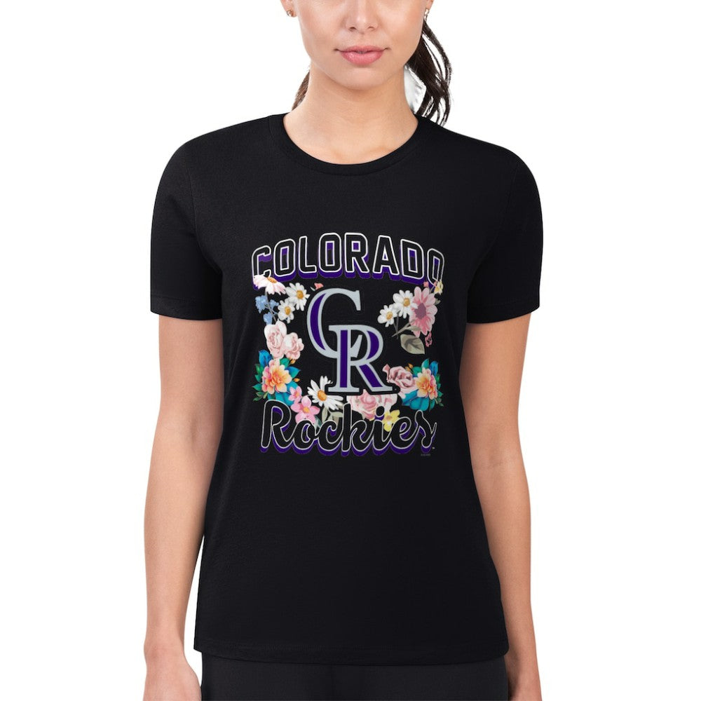 Colorado Rockies G-III 4Her by Carl Banks Women's Super-Slim Fit Lightweight Flowers Graphic T-Shirt Outlet