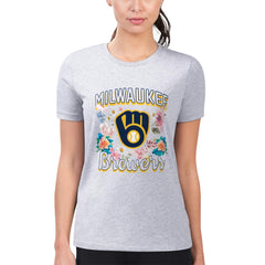 Milwaukee Brewers G-III 4Her by Carl Banks Women's Super-Slim Fit Lightweight Flowers Graphic T-Shirt Online