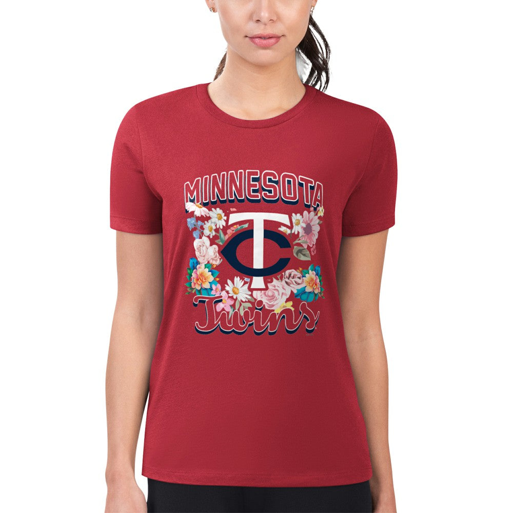 Minnesota Twins G-III 4Her by Carl Banks Women's Super-Slim Fit Lightweight Flowers Graphic T-Shirt Discount