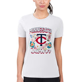 Minnesota Twins G-III 4Her by Carl Banks Women's Super-Slim Fit Lightweight Flowers Graphic T-Shirt Outlet
