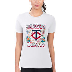Minnesota Twins G-III 4Her by Carl Banks Women's Super-Slim Fit Lightweight Flowers Graphic T-Shirt Outlet