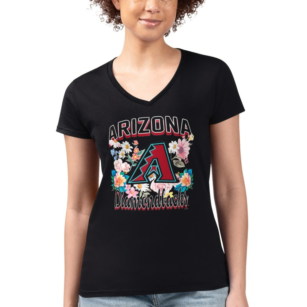 Arizona Diamondbacks G-III 4Her by Carl Banks Women's Super-Slim Fit Lightweight Flowers Graphic V-Neck T-Shirt Outlet