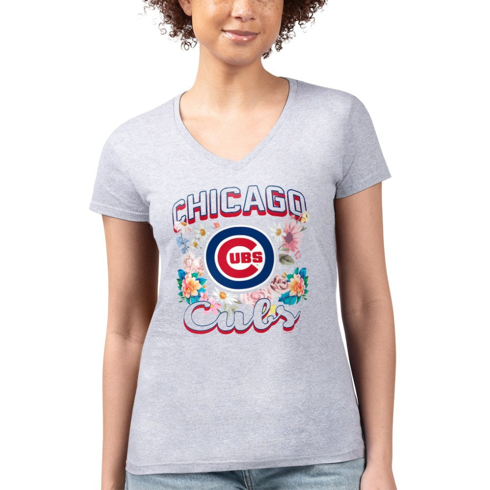 Chicago Cubs G-III 4Her by Carl Banks Women's Super-Slim Fit Lightweight Flowers Graphic V-Neck T-Shirt Online