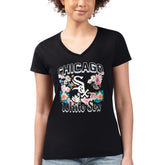 Chicago White Sox G-III 4Her by Carl Banks Women's Super-Slim Fit Lightweight Flowers Graphic V-Neck T-Shirt Near Me