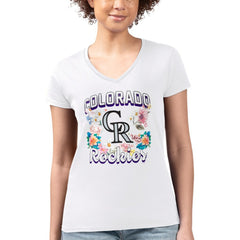 Colorado Rockies G-III 4Her by Carl Banks Women's Super-Slim Fit Lightweight Flowers Graphic V-Neck T-Shirt Near Me