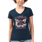 Los Angeles Angels G-III 4Her by Carl Banks Women's Super-Slim Fit Lightweight Flowers Graphic V-Neck T-Shirt Near Me