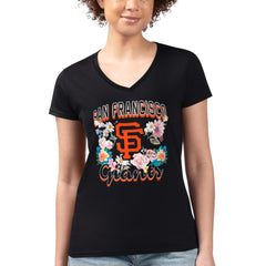 San Francisco Giants G-III 4Her by Carl Banks Women's Super-Slim Fit Lightweight Flowers Graphic V-Neck T-Shirt Discount