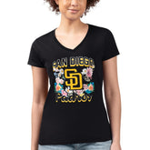 San Diego Padres G-III 4Her by Carl Banks Women's Super-Slim Fit Lightweight Flowers Graphic V-Neck T-Shirt Sale