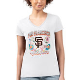 San Francisco Giants G-III 4Her by Carl Banks Women's Super-Slim Fit Lightweight Flowers Graphic V-Neck T-Shirt Outlet