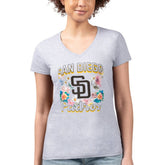 San Diego Padres G-III 4Her by Carl Banks Women's Super-Slim Fit Lightweight Flowers Graphic V-Neck T-Shirt Outlet