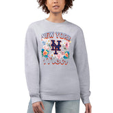 New York Mets G-III 4Her by Carl Banks Women's Flowers Graphic Pullover Sweatshirt Outlet