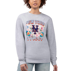 New York Mets G-III 4Her by Carl Banks Women's Flowers Graphic Pullover Sweatshirt Outlet