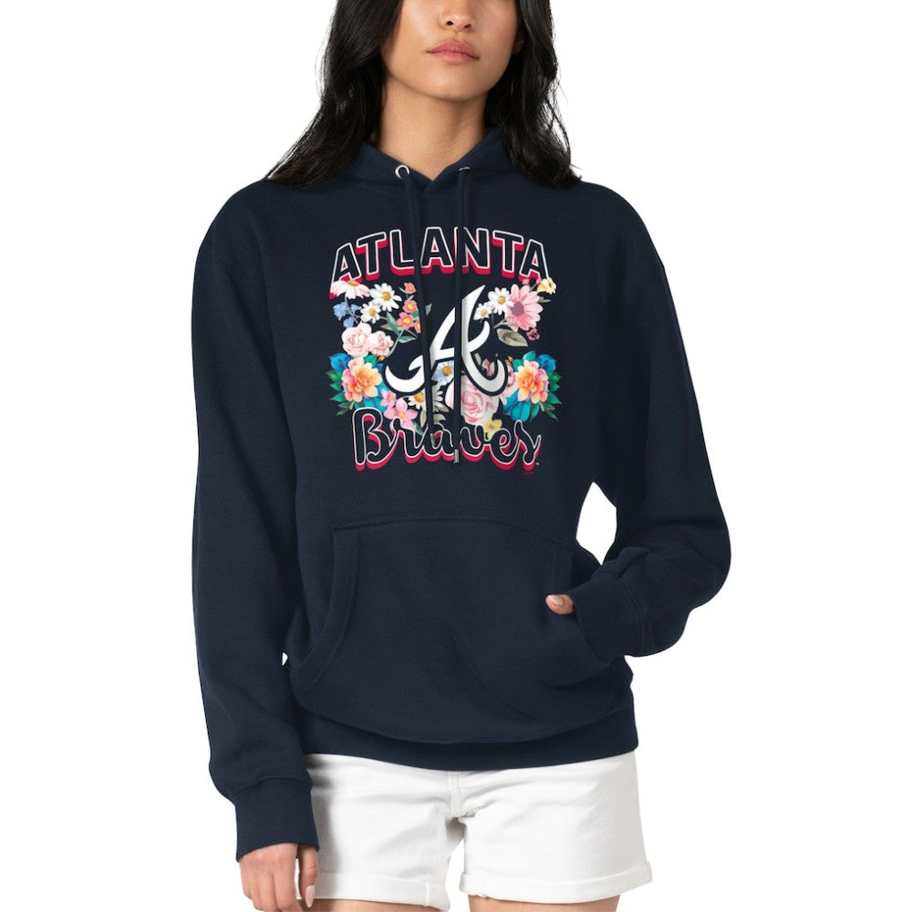 Atlanta Braves G-III 4Her by Carl Banks Women's Flowers Graphic Pullover Hoodie Outlet