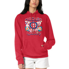 Chicago Cubs G-III 4Her by Carl Banks Women's Flowers Graphic Pullover Hoodie Outlet