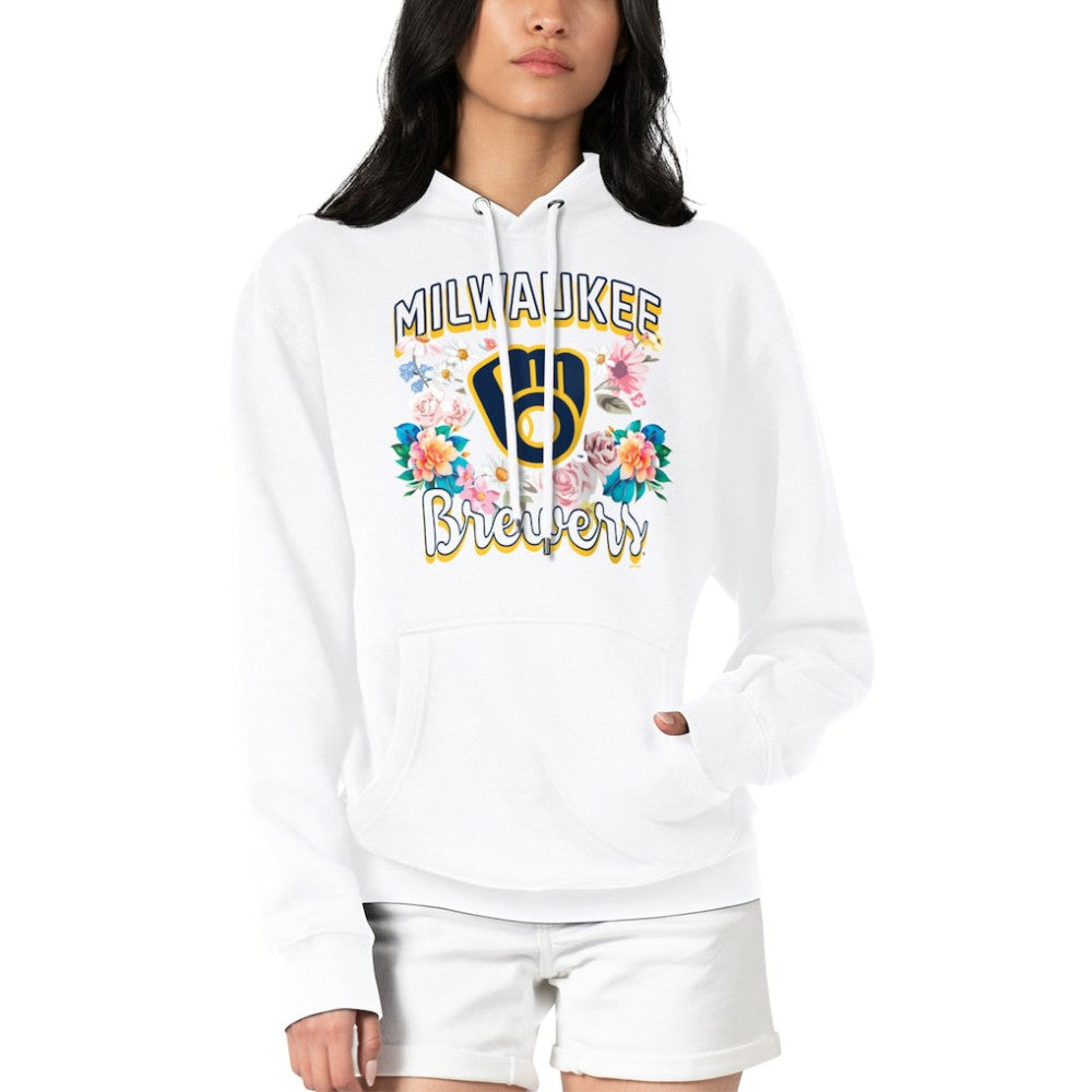 Milwaukee Brewers G-III 4Her by Carl Banks Women's Flowers Graphic Pullover Hoodie Outlet