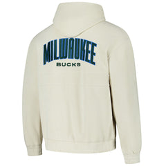 Milwaukee Bucks The Wild Collective Unisex Corduroy Tri-Blend Pullover Hoodie Cream