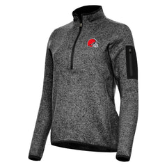 Cleveland Browns Antigua Women's Fortune Half-Zip Jacket - Heather Black - NFL