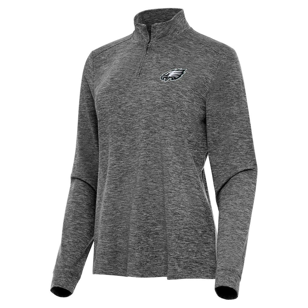 Philadelphia Eagles Antigua Women's Mentor Quarter-Zip Jacket - Heather Black - NFL