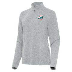 Miami Dolphins Antigua Women's Mentor Quarter-Zip Jacket - Heather Gray - NFL