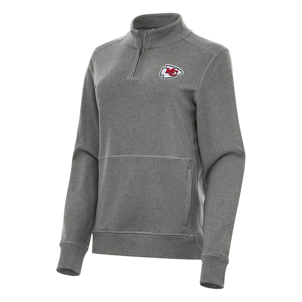 Kansas City Chiefs Antigua Women's Crush Quarter-Zip Jacket - Heather Black - NFL