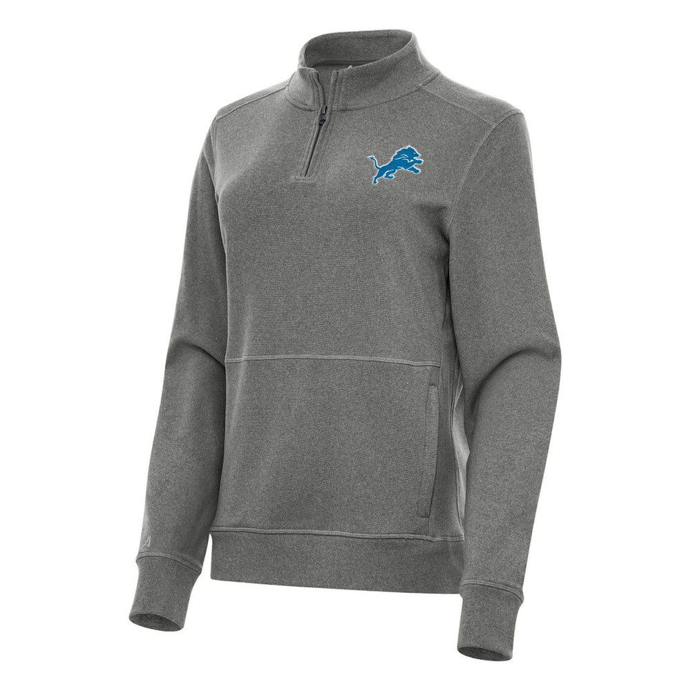 Detroit Lions Antigua Women's Crush Quarter-Zip Jacket - Heather Black - NFL