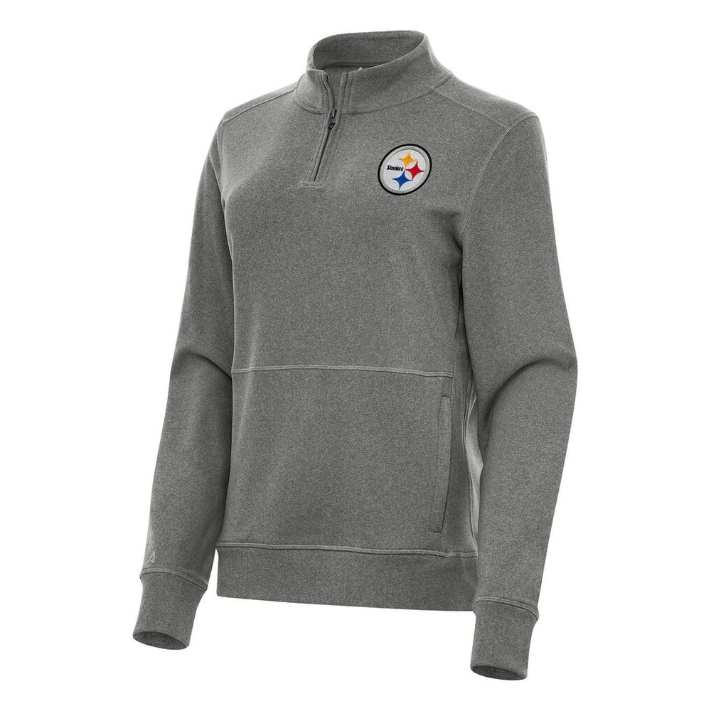 Pittsburgh Steelers Antigua Women's Crush Quarter-Zip Jacket - Heather Black - NFL
