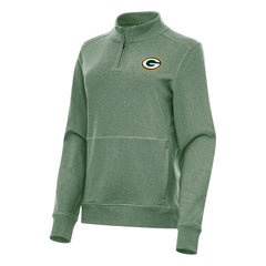 Green Bay Packers Antigua Women's Crush Quarter-Zip Jacket - Heather Green - NFL