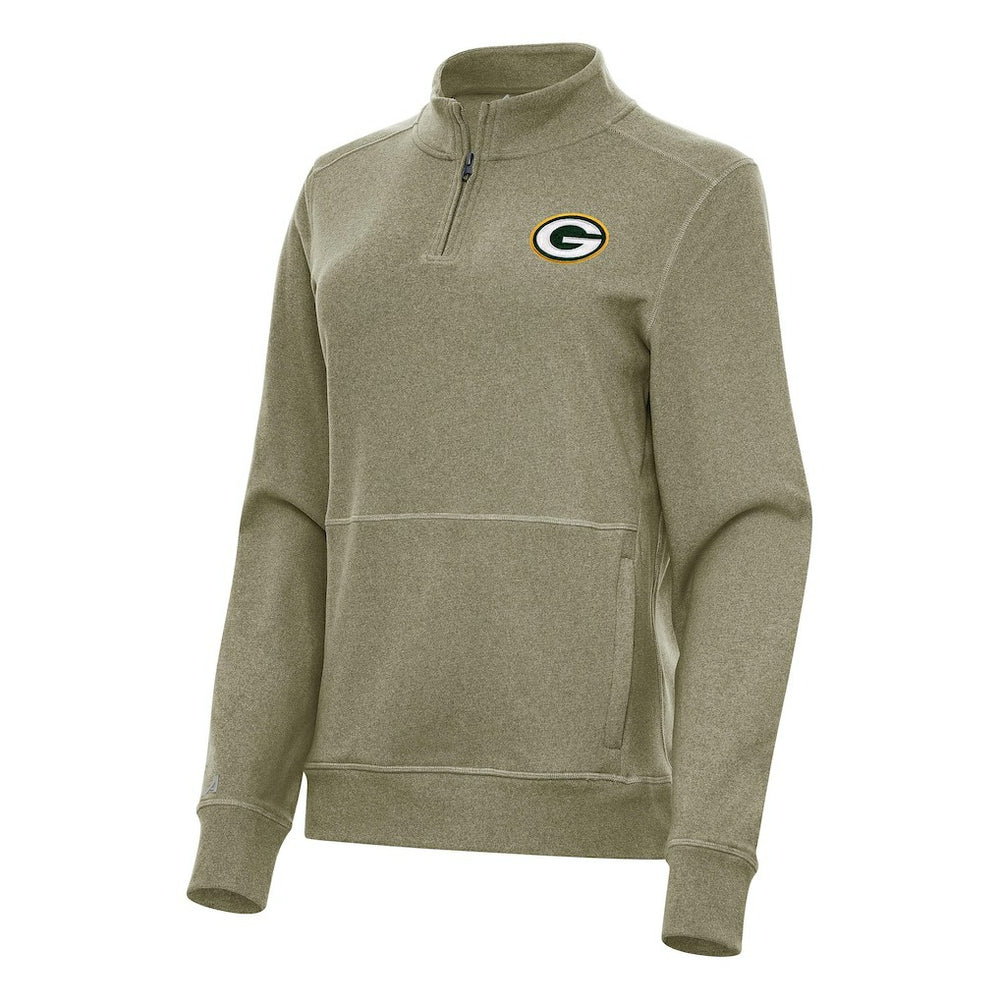 Green Bay Packers Antigua Women's Crush Quarter-Zip Jacket - Heather Olive - NFL