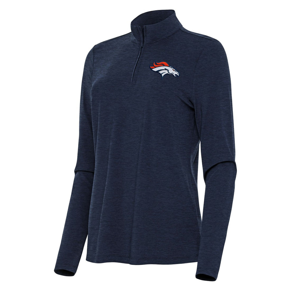 Denver Broncos Antigua Women's Bright Quarter-Zip Sweatshirt - Heather Navy - NFL