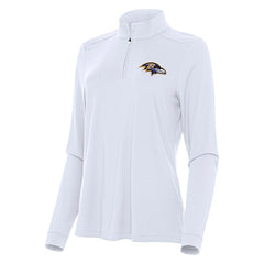 Baltimore Ravens Antigua Women's Intent Quarter-Zip Sweatshirt - White - NFL