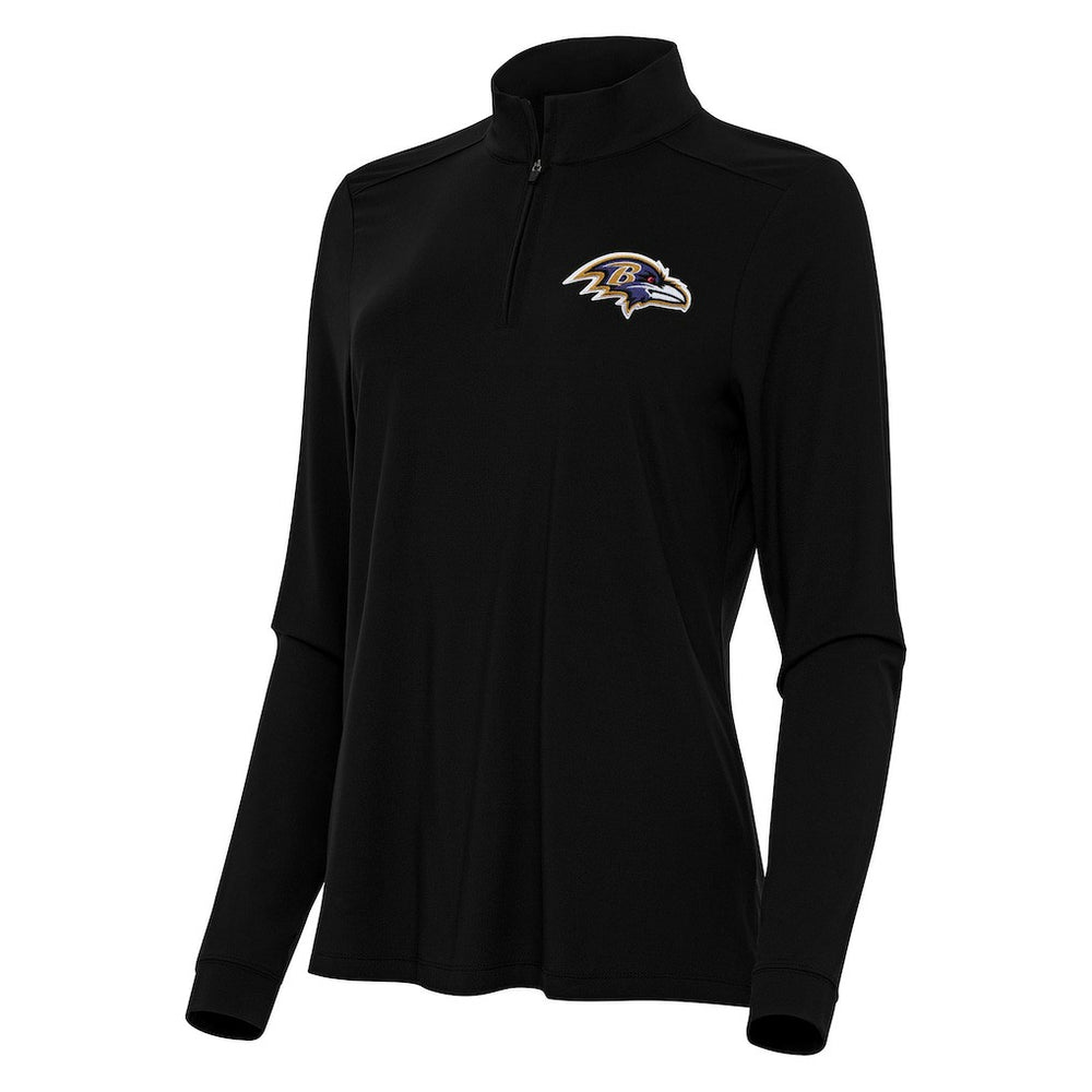 Baltimore Ravens Antigua Women's Intent Quarter-Zip Sweatshirt - Black - NFL