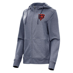 Chicago Bears Antigua Women's Seeker Full-Zip Hoodie Jacket - Heather Navy - NFL