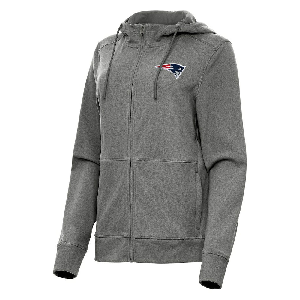 New England Patriots Antigua Women's Seeker Full-Zip Hoodie Jacket - Heather Charcoal - NFL