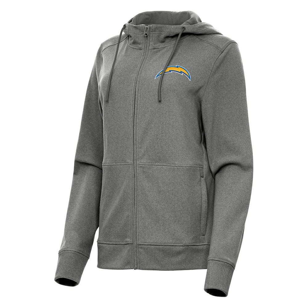 Los Angeles Chargers Antigua Women's Seeker Full-Zip Hoodie Jacket - Heather Charcoal - NFL