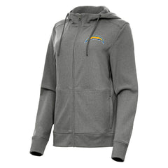Los Angeles Chargers Antigua Women's Seeker Full-Zip Hoodie Jacket - Heather Charcoal - NFL