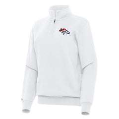 Denver Broncos Antigua Women's Victory Quarter-Zip Top - White - NFL
