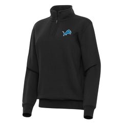 Detroit Lions Antigua Women's Victory Quarter-Zip Top - Black - NFL
