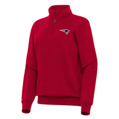 New England Patriots Antigua Women's Victory Quarter-Zip Top - Red - NFL