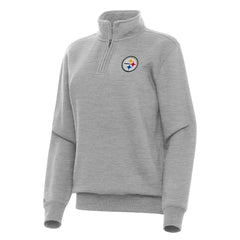 Pittsburgh Steelers Antigua Women's Victory Quarter-Zip Top - Heather Gray - NFL